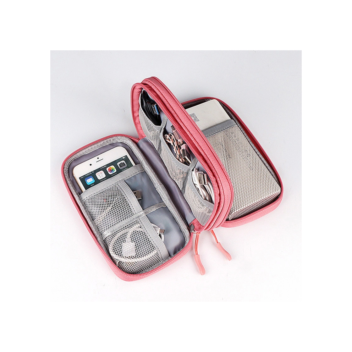Seyahat Taşınabilir Depolama Veri Kablosu Düzenleyici Kulaklıklar Pembe Kablo Çantası