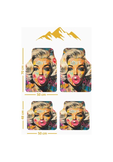 Modern Marilyn Premium Dot Tabanlı 4 Lü Araba Paspası Takımı Aps0003