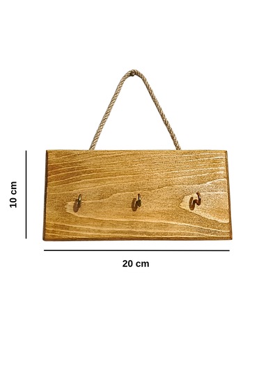 Ahşap Duvar Askılığı Halatlı Rustik Dekoratif Anahtar Askılığı 3 Kancalı / 3 Renk Brothers Craft Ceviz