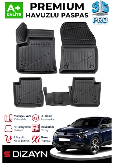 S-dizayn Citroen C4x Elektrikli 3d Pro Havuzlu Paspas 2023 Üzeri A+ Kalite