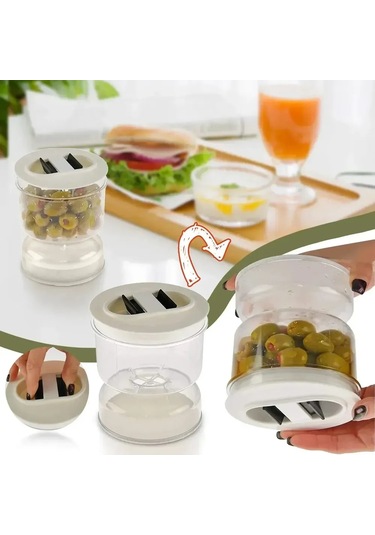 Mufunye Transparent Islak-kuru Ayrılmış Turşu Kavanozu, Hava Geçirmez Kapağı İle Gıda Muhafaza, 1 Adet, 11.5x11.5x13.5 Cm Şeffaf