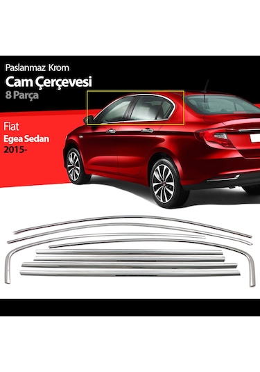 Fiat Egea Cam Çıtası Komple Set Çerçevesi Kromu Nikelajı 8 Parça