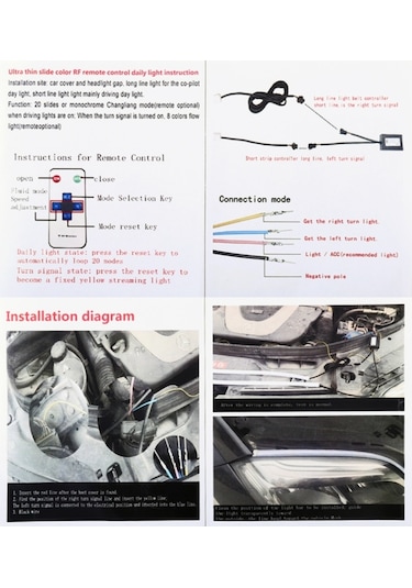 Rgb Kumandalı Far Kaşı Üstü Kayar Led Audi Stil 60Cm 7  Renk