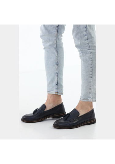 M.Karaca Hakiki Deri Ortopedik Taban Erkek Ayakkabı Lacivert