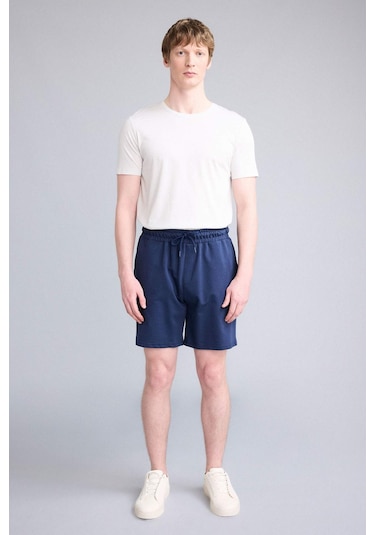 Defacto Regular Fıt Sweatshirt Kumaşı Şort W1105az26smnv241 Lacivert-nv241