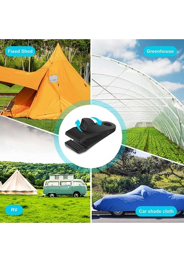 Tenfowee Güçlü Kilitleme Kancaları Ve D Kilitleri - Çadır, Perde, Örtü Sabitleyici Aparatları 12 Adet Siyah