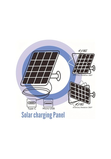 Xuweiwei Beyaz Çift Paket Güneş Şarj Cihazı Düşük Voltajlı Güvenlik Kameraları Micro Usb Usb C Uyumlu Çok Açılı Döner