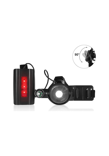 Vkemall Siyah 500 Lumen Ipx5 Su Geçirmez Göğüs Lambası - 90 Ayarlı Açı, 3 Işık Modu, Spor Kamerası Montajı Ve Pusula İle Outdoor Etkinlikler İçin Siyah