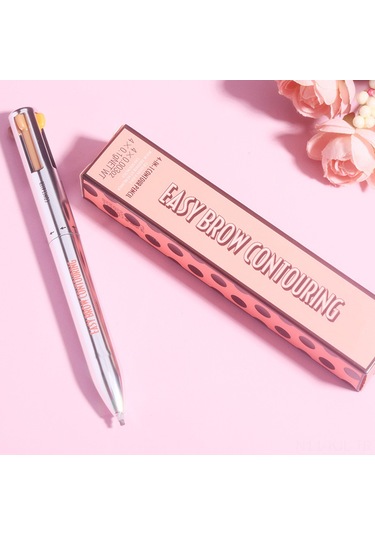 Gajeena 4 Renkli Döner Kalemli Kaş Kalemi - 02 Orta Ton, Plastik Gövde, Pratik Kullanım