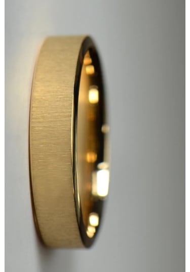 6mm Fırçalanmış Mat Düz Kadın Erkek Çelik Alyans Yüzük Cl46 Sarı