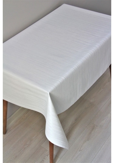Astarlı Silinebilir Pvc Muşamba Masa Örtüsü Çizgili - 78-b1 Beyaz