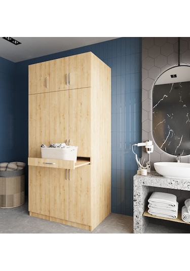 Vita Çamaşır Ve Kurutma Makinesi Dolabı Banyo Dolabı Meşe