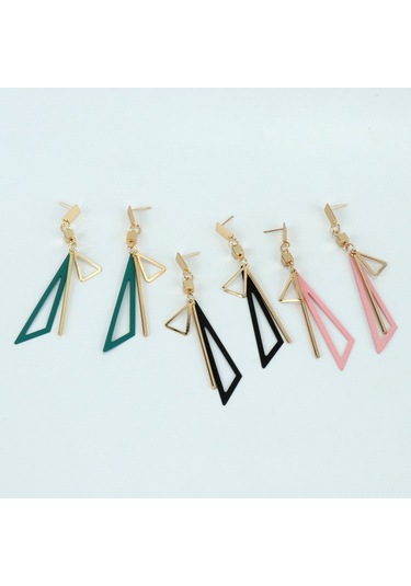 Geeksen "geometrik Yeşil Altın Renkli Küpe - Şık Ve Hafif Aksesuar" Gold