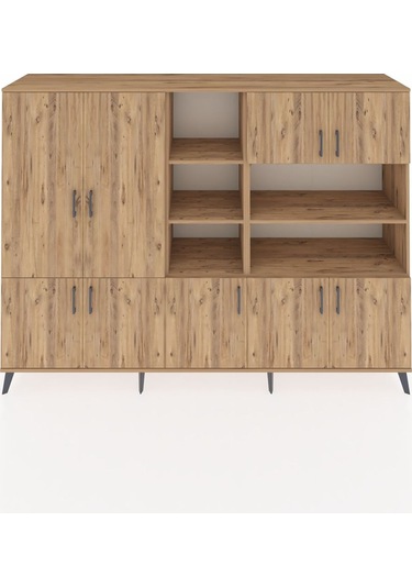 Hyperion Dolap 14 Raflı 9 Kapaklı 220x44x163 Çam-çam Çam-çam