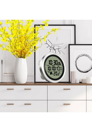 Honmex Küçük Mutfak/banyo Sopa Saat - Su Geçirmez, Zaman/tarih/sıcaklık Gösterir, Plastik Kasa, Pil Dahil Değil Koyu Gri