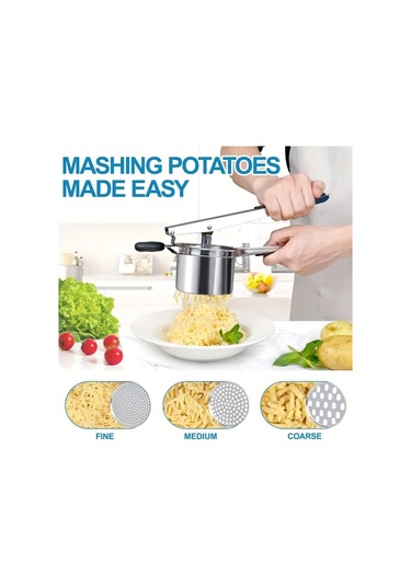 Honeybeeshop Siyah Profesyonel Ve Ev Tipi Agir Hizmet Paslanmaz Celik Patates Ezici Pure Makinesi Diskli Kolay Temizlenebilir