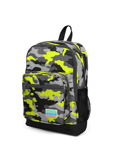 Coral High Kids Siyah Gri Kamuflaj Desenli Dört Bölmeli Okul Sırt Çantası 23117