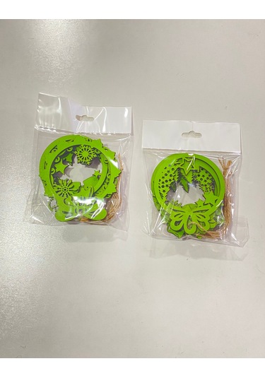 Ahşap 12 Adet Yılbaşı Ağacı Süsü Yeşil