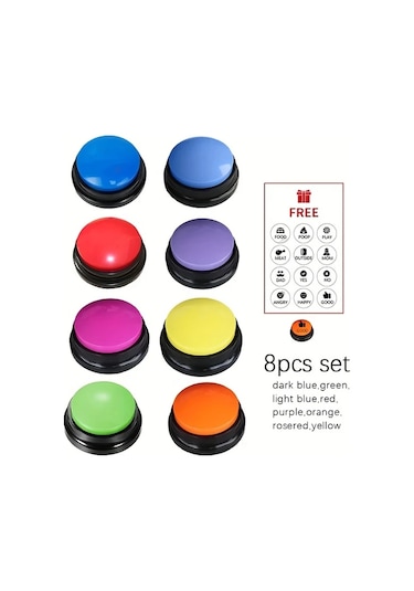 Honeybeeshop 8 Adet Kayıt Yapabilen Köpek İletişim Düğmesi Akıllı Evcil Hayvan Eğitim Oyuncak Konuşma Kaydedebilir