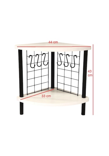 Mutluluk Köşesi Tezgah Üstü Raf Mini Kahve Köşesi Ve Baharatlık 6 Kancalı Organizer Beyaz Mutluluk Köşesi Tezgah Üstü Raf Mini Kahve Köşesi Ve Baharatlık 6 Kancalı Organizer Beyaz