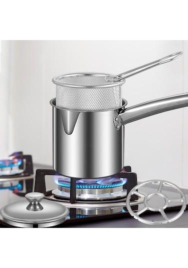 Homyl Fritöz Tencere Net Sepet Kapaklı Üniversal Yağ Stil F