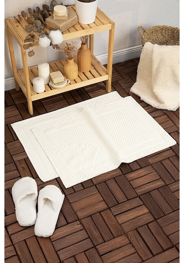 Leoline %100 Pamuk Premium 2'li Ayak Havlusu Krem