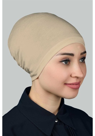Altobeh Hazır Pratik Geçmeli Lastikli Tesettür Bone - Kum Beji