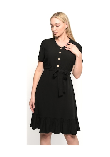 Kadın Önden Düğme Detaylı Yazlık Midi Elbise 4437/105 001