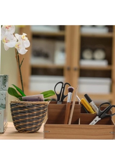 Ahşap Masa Üstü Düzenleyici Kutu Renkli