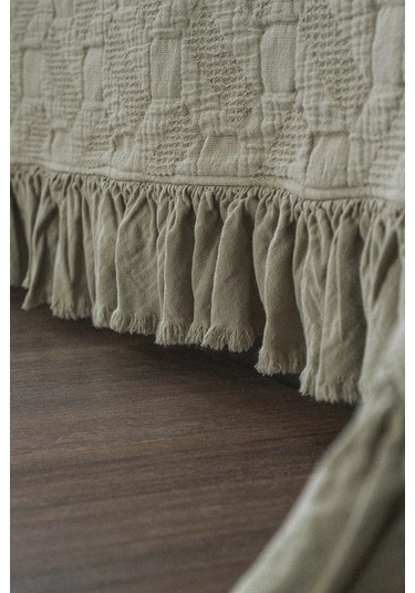 Ecocotton Tanya Açık Yeşil %100 Organik Pamuk Çift Kişilik Pike Yatak Örtüsü Takımı Açık Yeşil