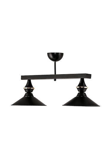 Dede İkili Ufo Sarkıt Avize Japon Şapkalı Siyah Siyah2