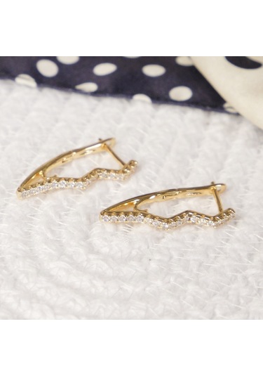 Lekka Design Zirkon Taşlı Zikzak Kararmaz Lüks Kadın Küpe Çok Renkli