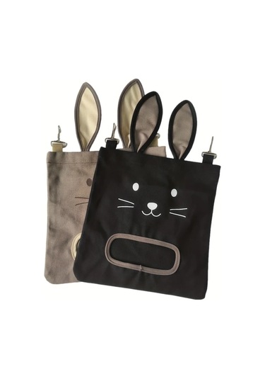 Fochsia Büyük Asılı Kuru Ot Çantası Gri - Tavşan, Gine Domuzu, Sürüngenler İçin Sağlam Yemlik, Kapaklı, Kulplu