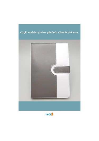 Tarihsiz Ajanda Defter Beyaz Gri 21x14.5 Cm Termo Deri A5 Çok Renkli