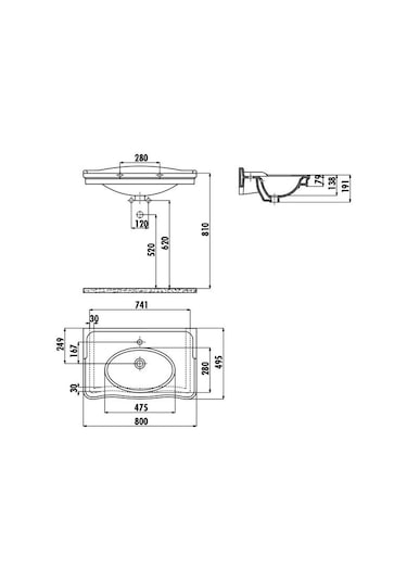 Creavit Antik AN080 Mobilya Uyumlu Lavabo Beyaz 50x80 CM