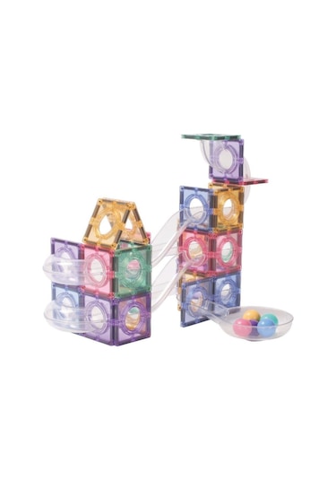 Cleverclixx Ball Run Creative Pack Manyetik Bloklar, Pastel 70 Parça