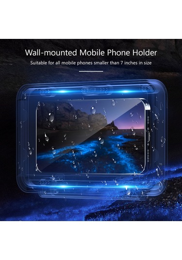 Springsun Duşta Kullanım İçin Su Geçirmez Dokunmatik Duvara Monte Telefon Tutucu - 360 Dönebilir Mavi