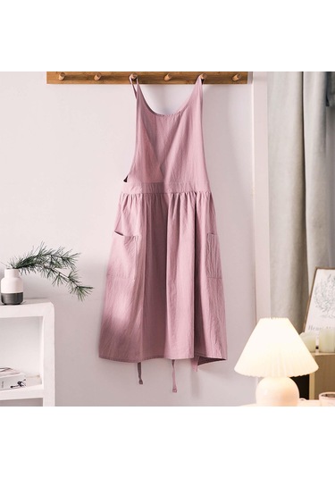 Homyl Pamuklu Mutfak Önlüğü Şef Makinede Yıkanabilir Kolsuz Pembe