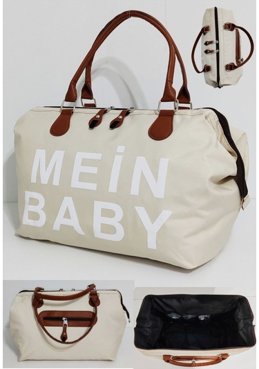 Bebek Bakım Çantası Organizatör Fonksiyonel Anne Bebek Bakım El Çantası Mein Krem