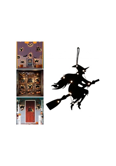 Pazly Suntek Stil-e Pencere Işıklı Ev Dekorasyonu Cadılar Bayramı Hy