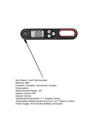 Siyah Mutfak Barbekü İçin Uzun Prob Hızlı Doğru Dijital Termometre Ekran Et