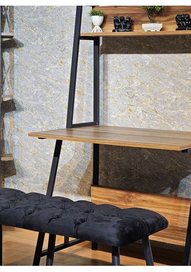 Siyah Boyalı Füme Oturak Metal Sivriltme Ayaklı Babyface Puf & Be 001