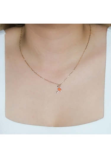 14 Ayar Sarı Altın Flamingo Hayvan Figürlü Kolye