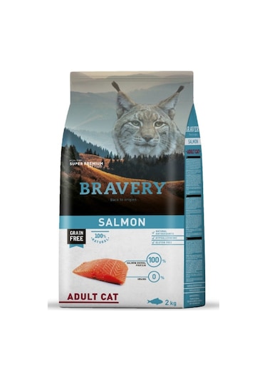 Bravery Tahılsız Somonlu Yetişkin Kedi Maması 2 KG