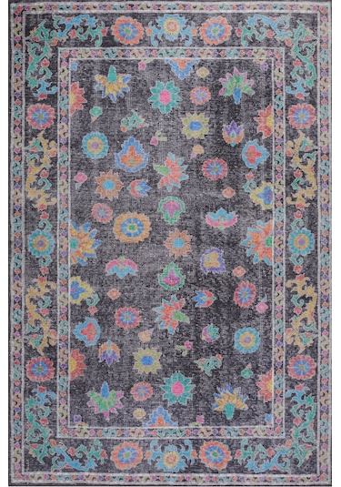 Soul Etnik Desenli Dokuma Taban Dekoratif Siyah Halı (Al 146)