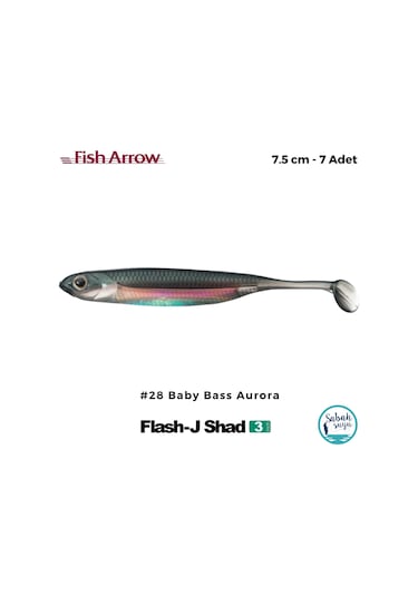 Fish Arrow Flash J Shad 7.5cm 3'' 28 Baby Bass Aurora Silikon Balık 7 Adet