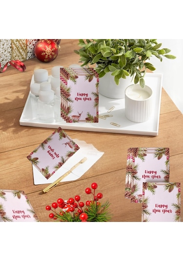 Yılbaşı Happy New Year Tebrik Kartı, Yeniyıl Temalı Hediye, Not K