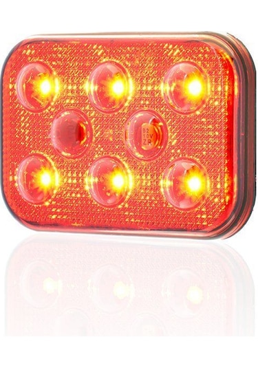 Sanel 12v Universal Kare 6 Led Dış Makan Uyumlu Kırımızı Sbd12r6