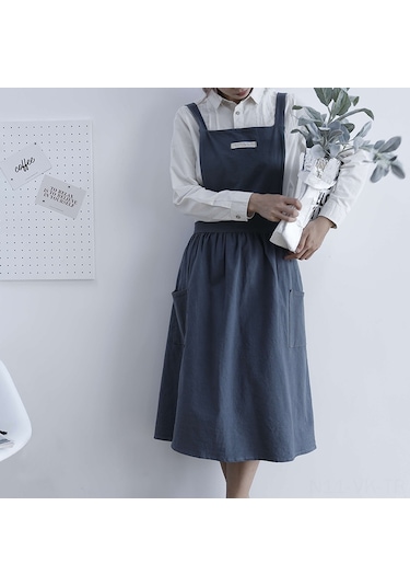 Vkemall Ev Tipi Kafe Mutfak Önlüğü - Dayanıklı Kanvas Malzeme, Rahat Kullanım, Yeşil Renk Seçeneği Koyu Yeşil