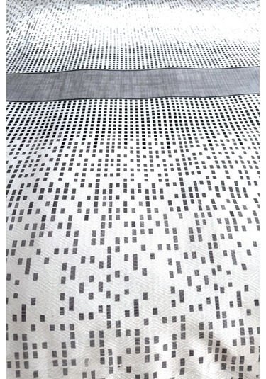 Alla Turca Çift Kişilik Modern Mozaik Desenli Pike Gri 200x240 Cm %100 Pamuk Gri - Beyaz